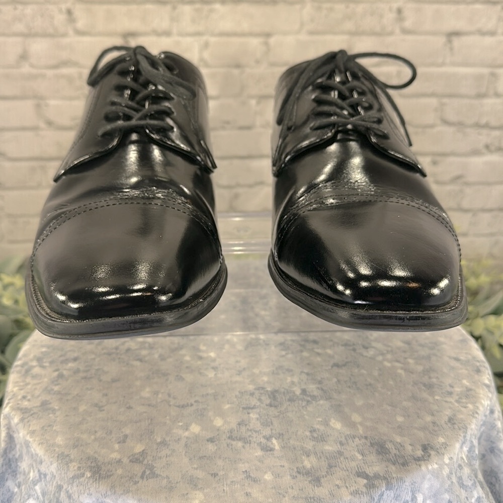 Stacy Adams - Black Leather Semi-Round Cap-Toe Dress Oxfords Mens 12M🖤VGUC - Picture 2 of 13